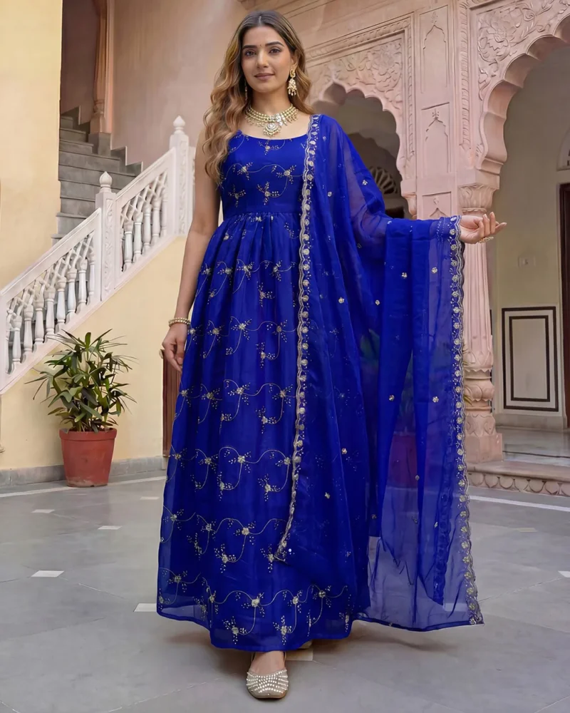 Oraganza Embroidery Kurta Set With Dupatta - Default