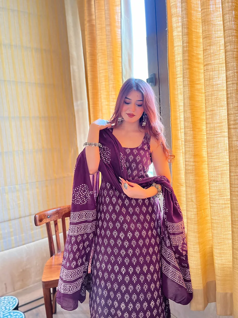 Rayon Slub Full Printed Kurta Set With Dupatta - Default