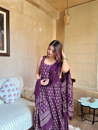 Rayon Slub Full Printed Kurta Set With Dupatta - Default