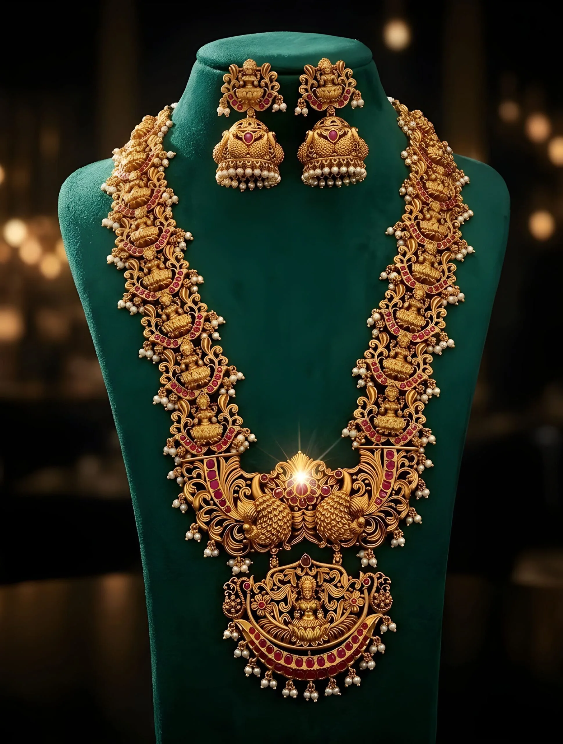 Matt Finish Long Haram Set Jewellery Set for Women