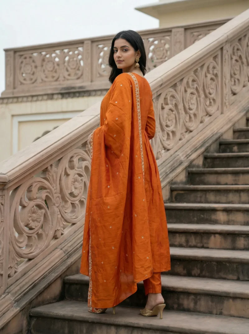 Cp Vichitra Embroidery Kurta Set With Dupatta - Default