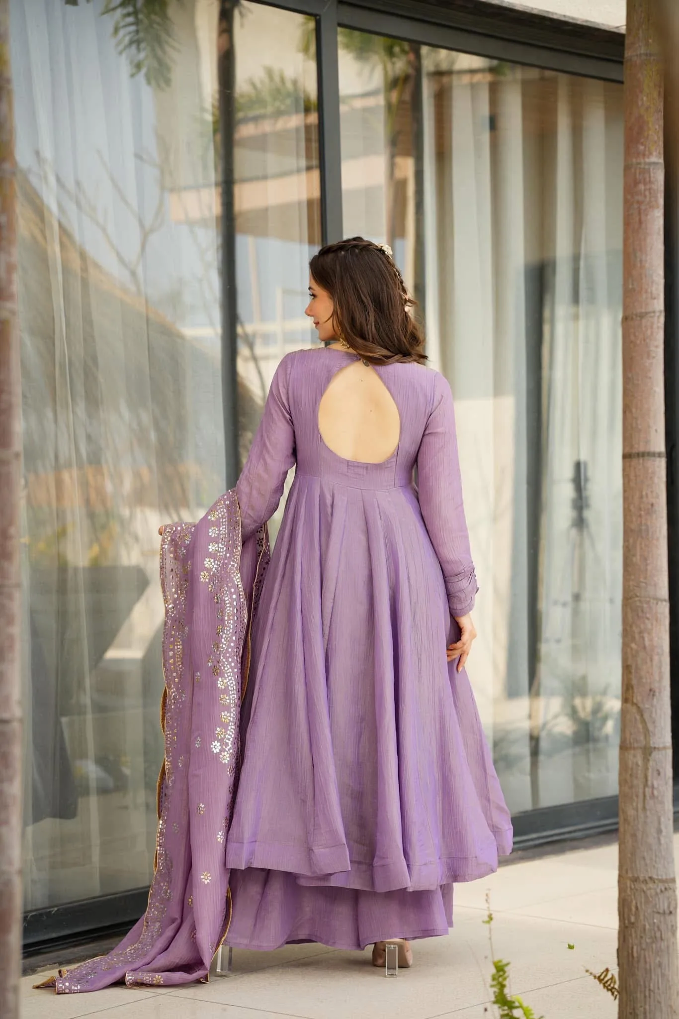 Chinon Embroidery Kurta Set With Dupatta - Default