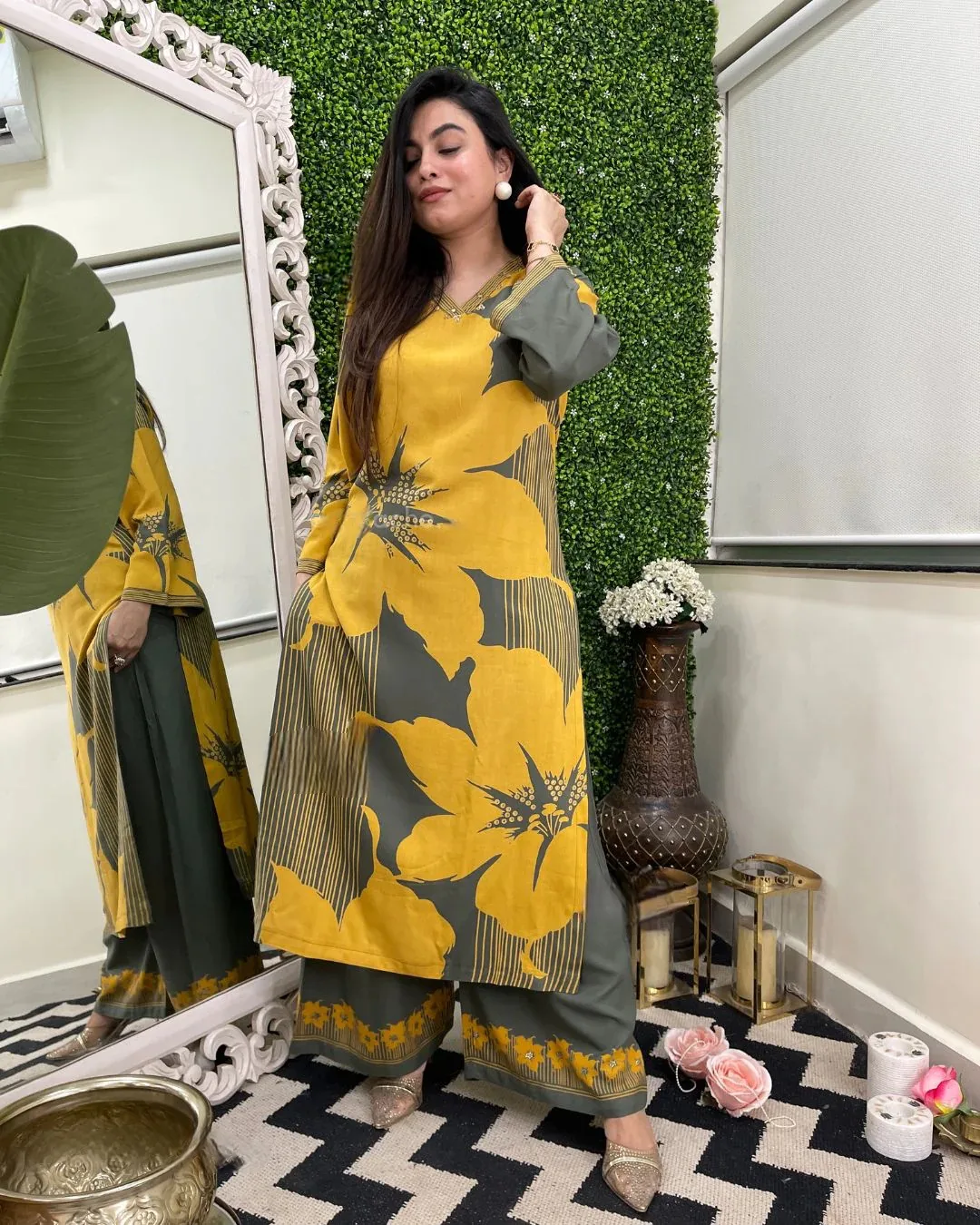 (reyon) Print Kurta Set With Dupatta - Default