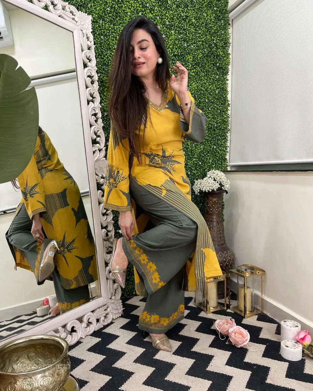 (reyon) Print Kurta Set With Dupatta - Default