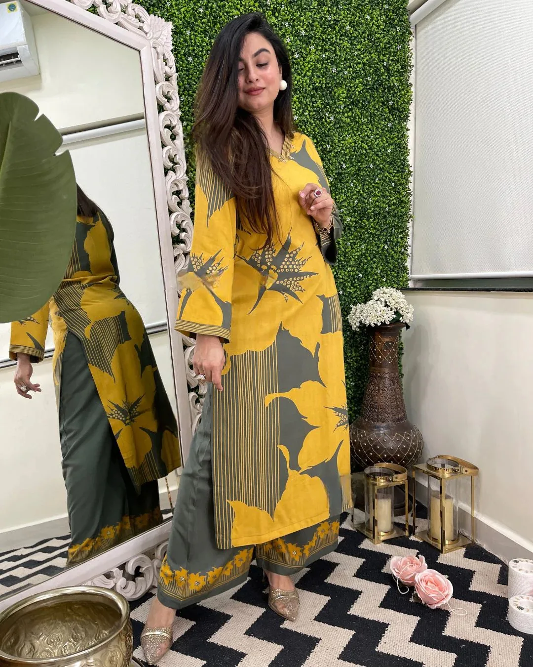 (reyon) Print Kurta Set With Dupatta - Default