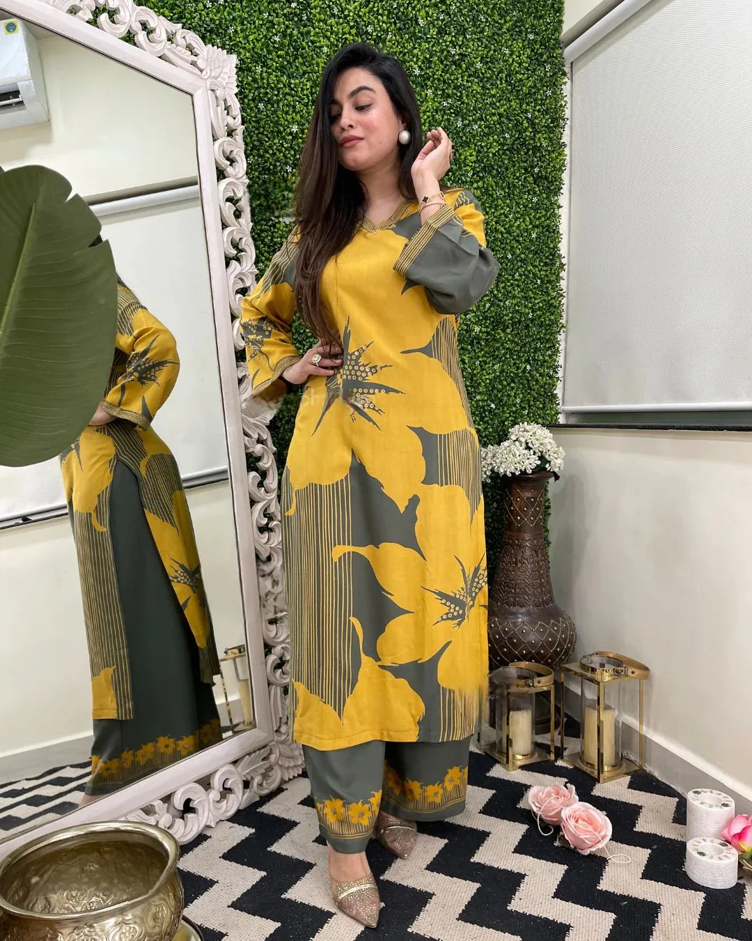 (reyon) Print Kurta Set With Dupatta - Default