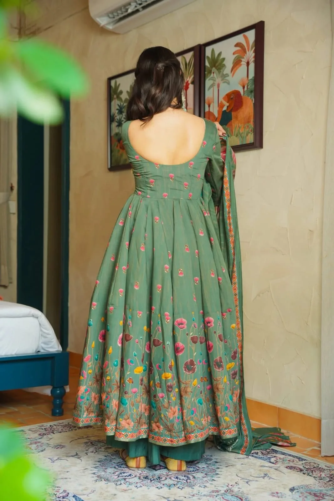(muslin) Print Kurta Set With Dupatta - Pista