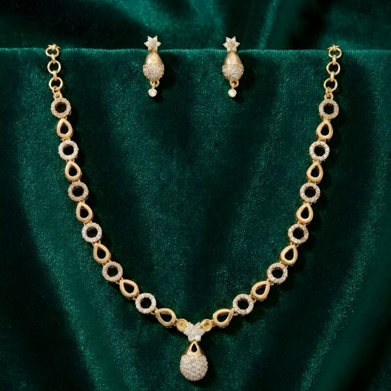 Elegant Gold Drop Pendant Necklace Set for Women