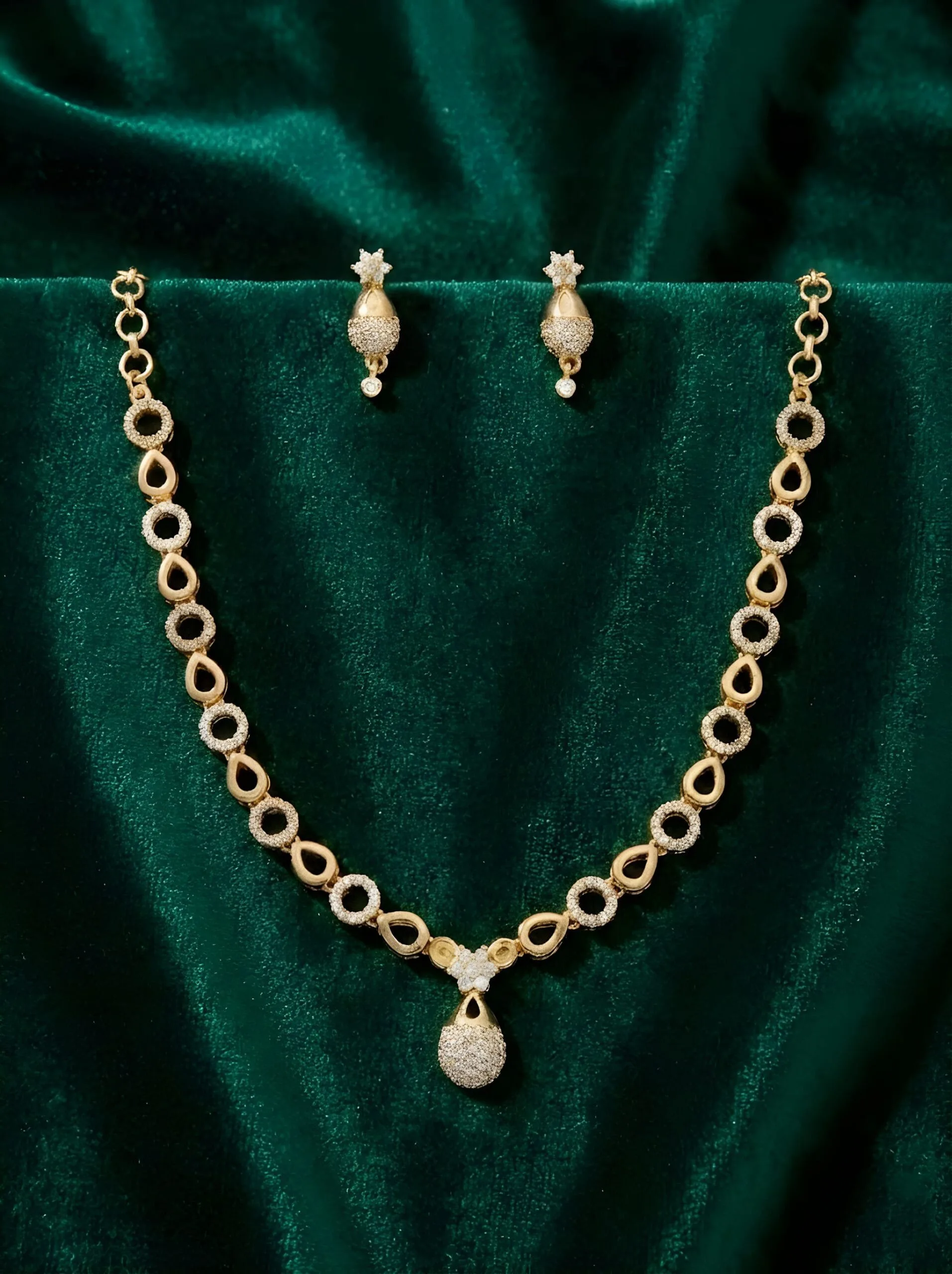 Elegant Gold Drop Pendant Necklace Set for Women