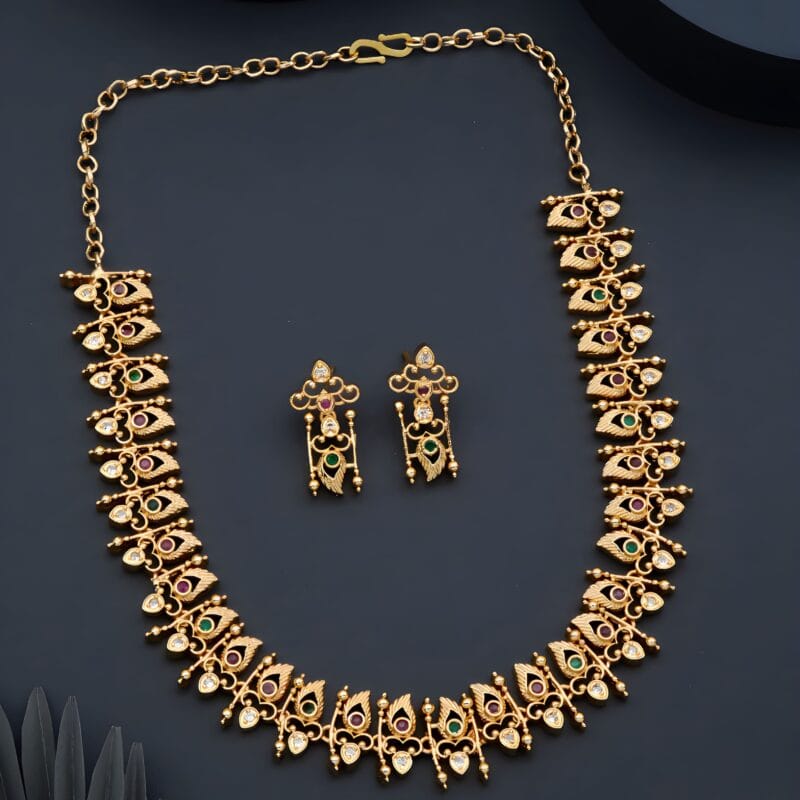 Traditional Peacock Design Necklace Set for Women