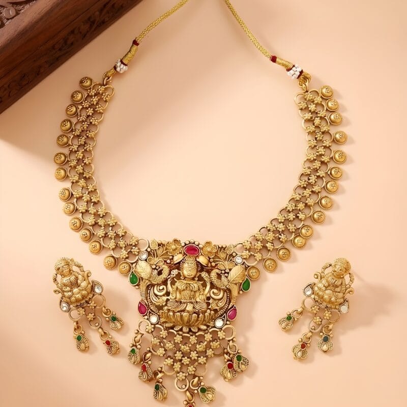 Traditional Lakshmi Temple Choker Necklace Set for Women
