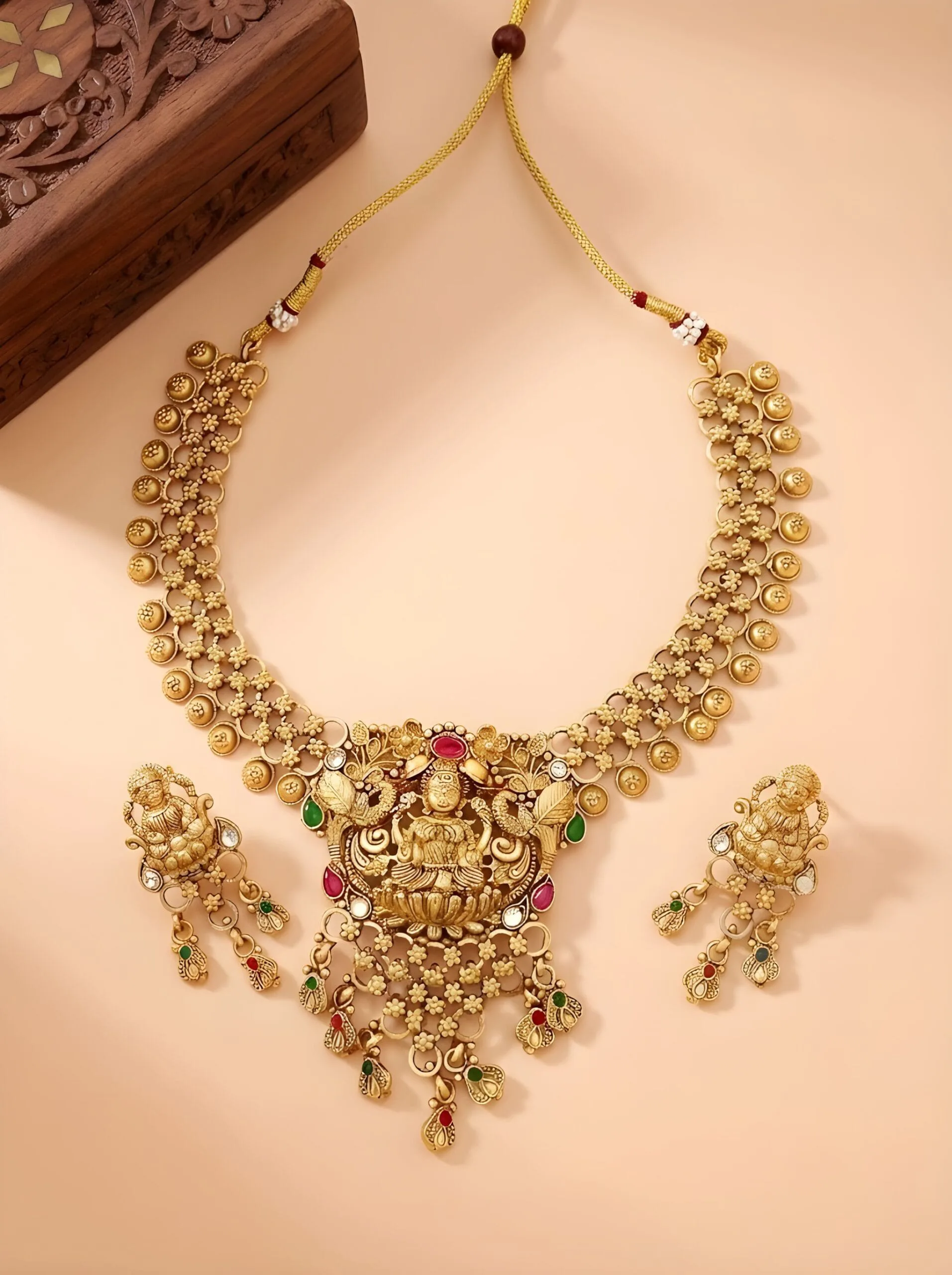 Traditional Lakshmi Temple Choker Necklace Set for Women