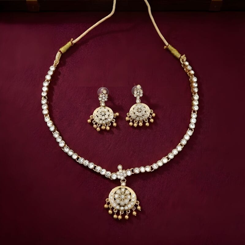 Traditional American Diamond Pendant Necklace Set for Women