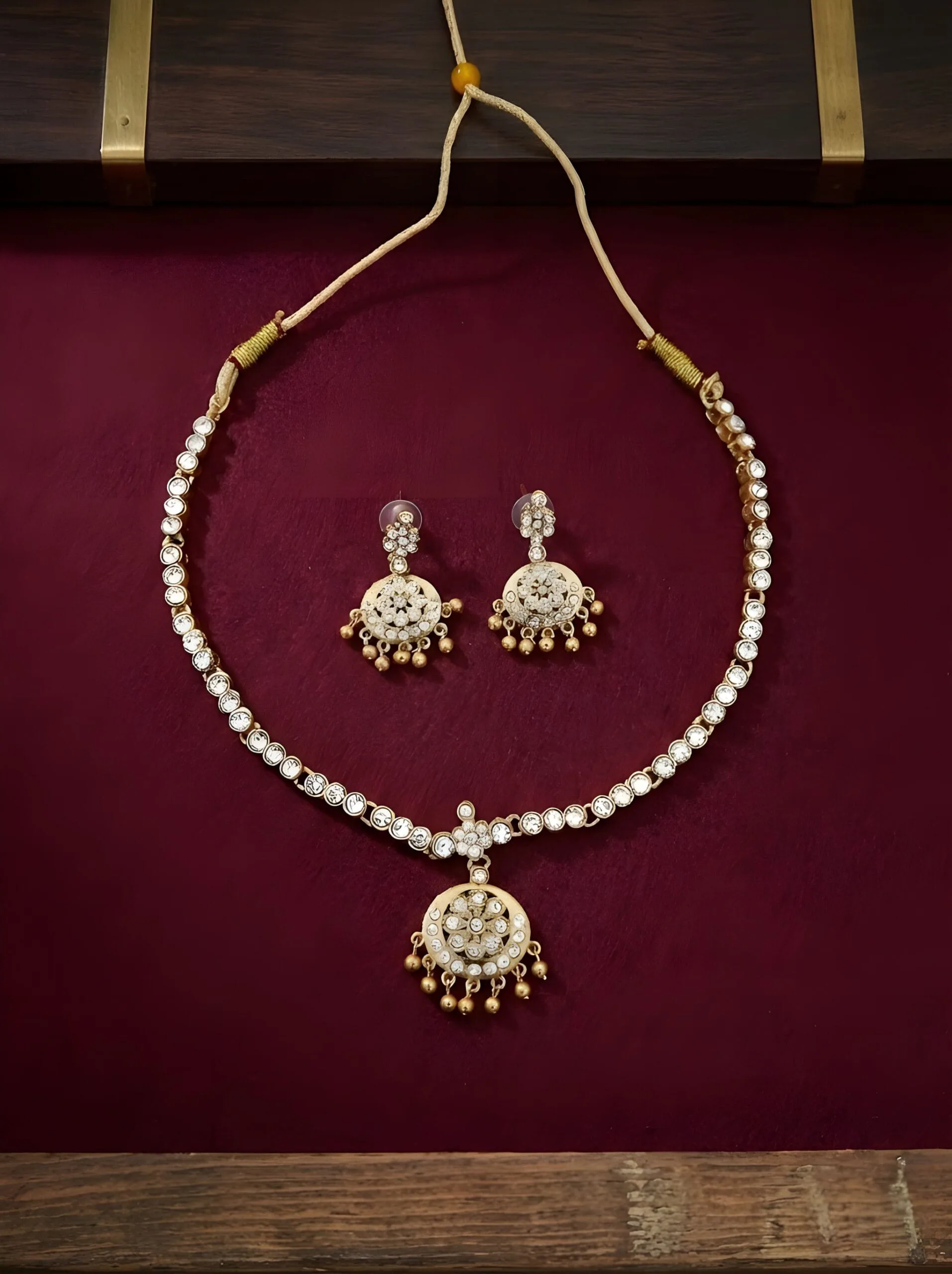 Traditional American Diamond Pendant Necklace Set for Women