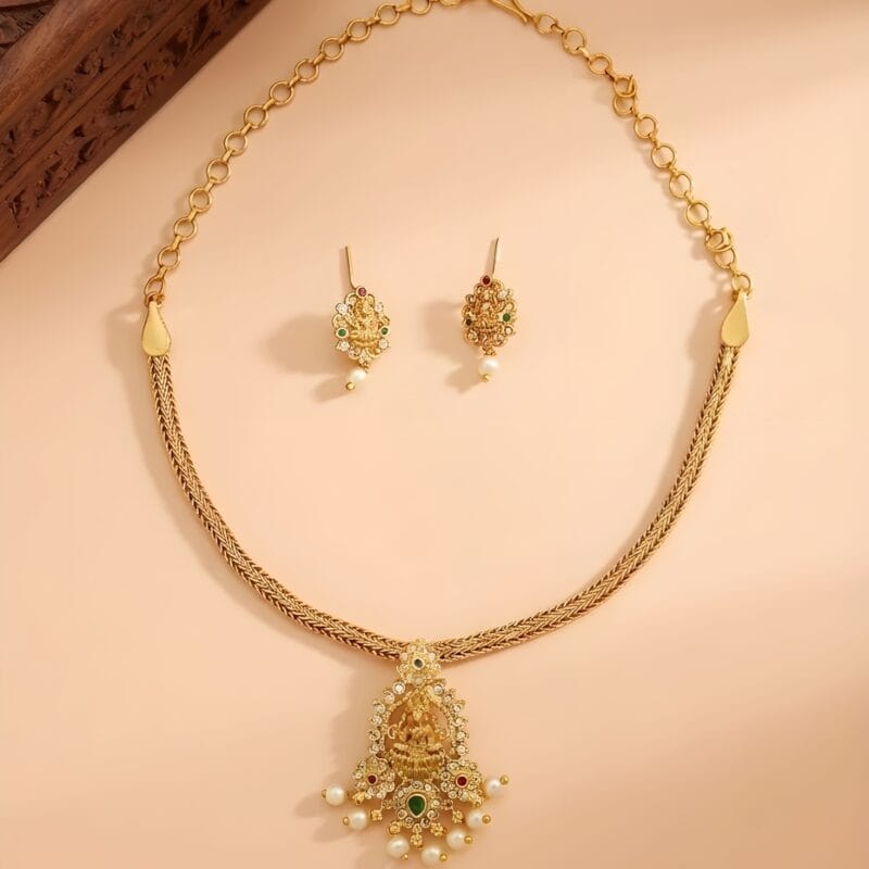 Traditional Lakshmi Pendant Necklace Set for Women