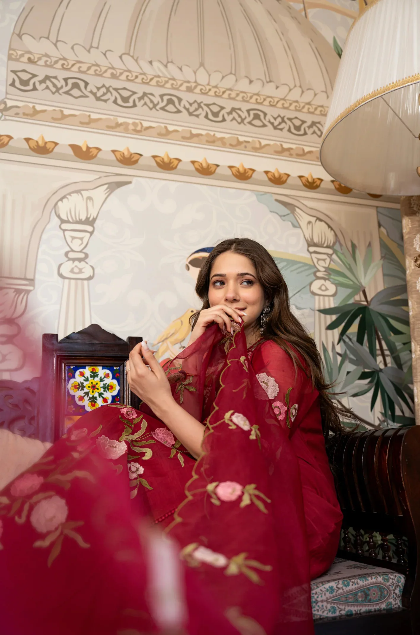 Vichitra Silk Embroidery Kurta Set With Dupatta - Pink