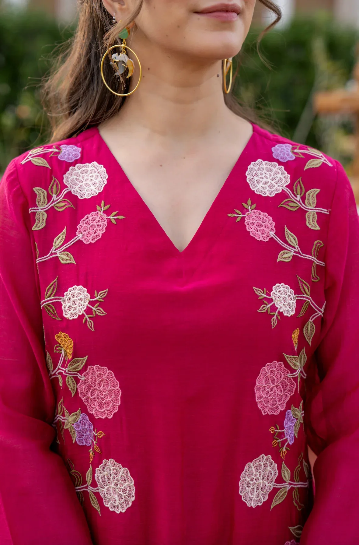 Chanderi Print Kurta Set With Dupatta - Pink