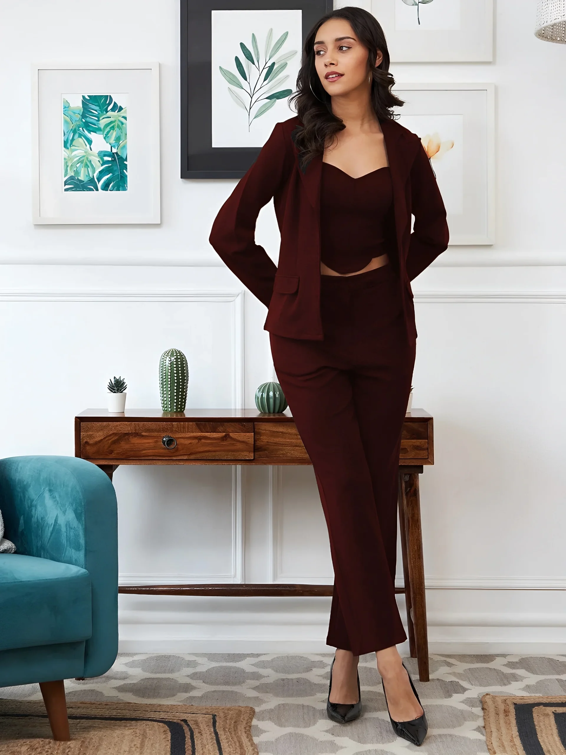Chetnova Maroon Women's Co-ord Set