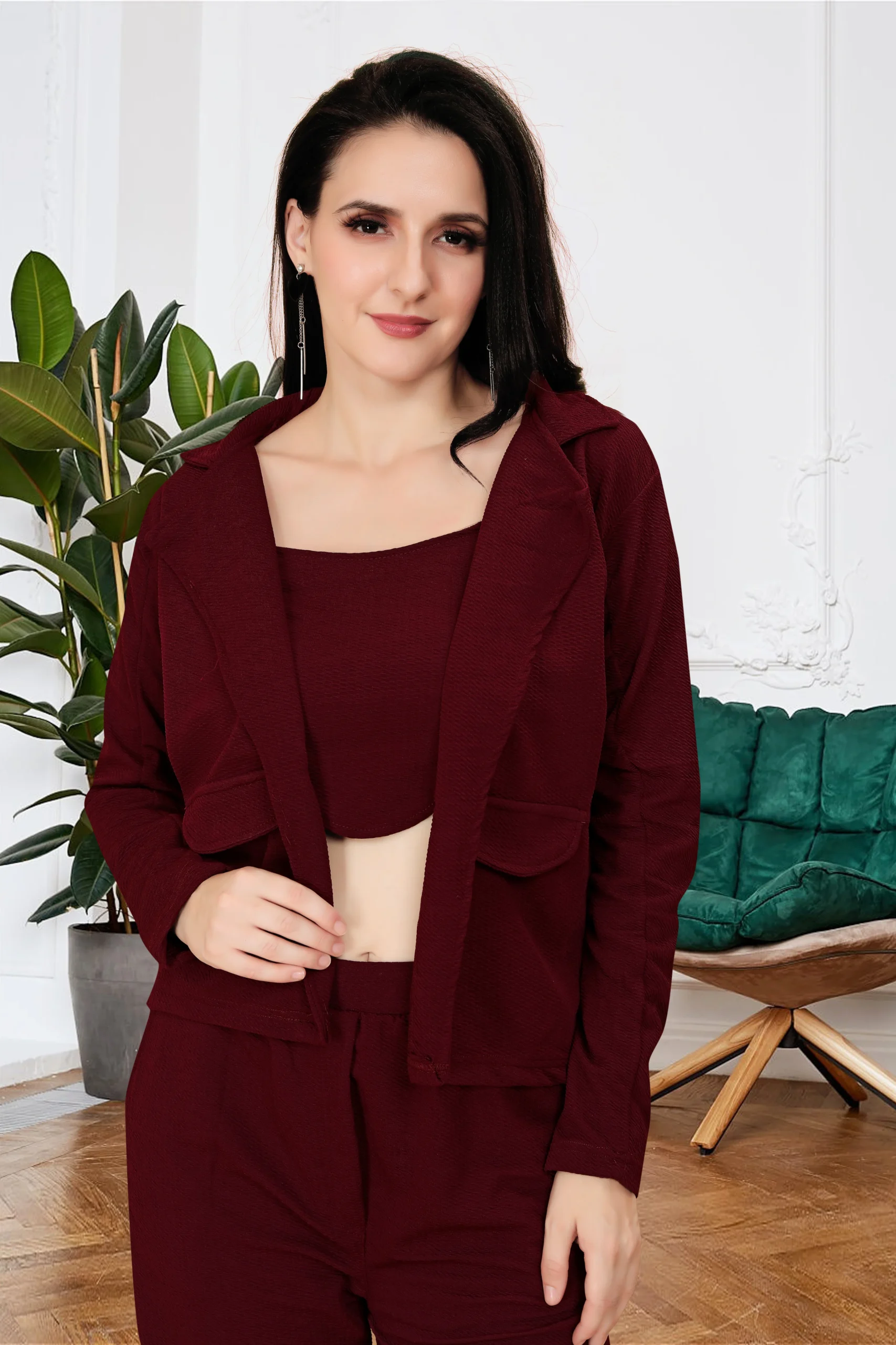 Chetnova Maroon Women's Co-ord Set