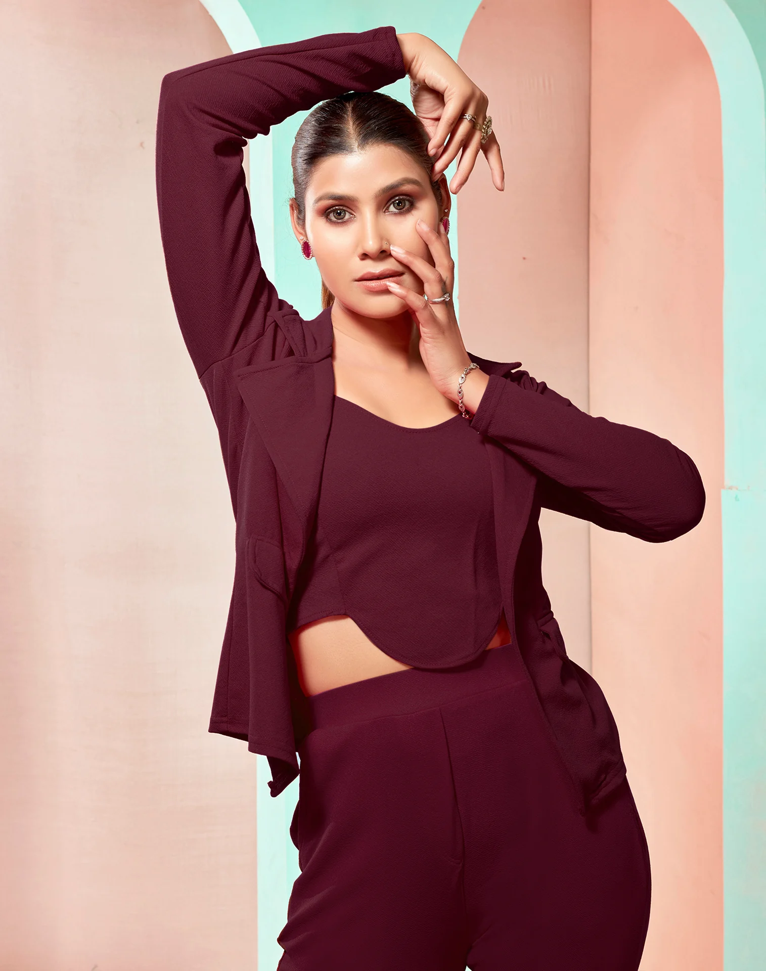 Chetnova Maroon Women's Co-ord Set