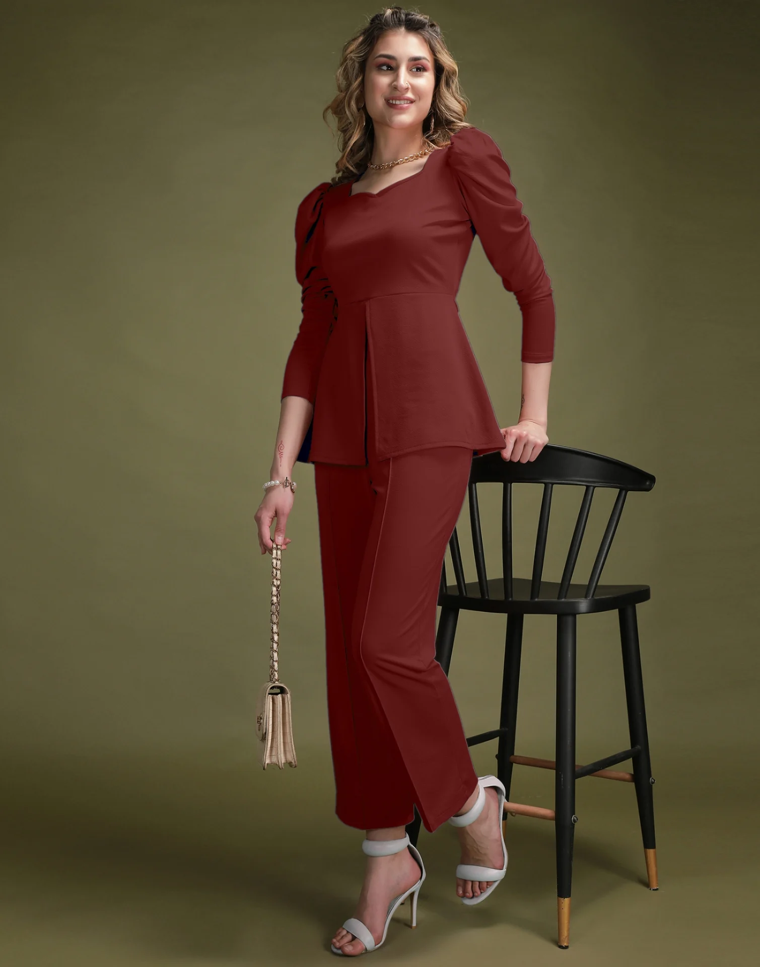 Chetnova Maroon Women's Co-ord Set