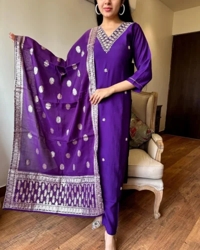 Chetnova Anarkali Kurta, Bottom & Dupatta Set