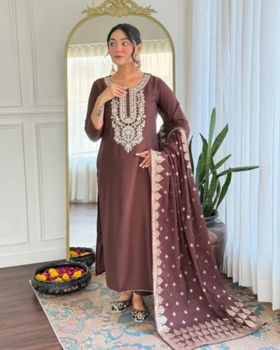 Chetnova Anarkali Kurta, Bottom & Dupatta Set
