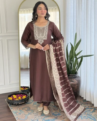 Chetnova Anarkali Kurta, Bottom & Dupatta Set