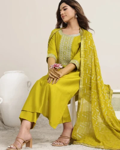 Chetnova Anarkali Kurta, Bottom & Dupatta Set
