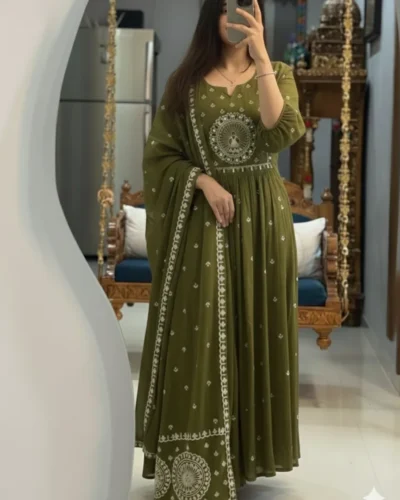 Chetnova Anarkali Kurta, Bottom & Dupatta Set