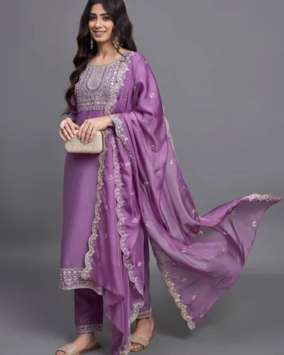 Chetnova Anarkali Kurta, Bottom & Dupatta Set