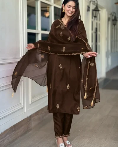 Chetnova Anarkali Kurta, Bottom & Dupatta Set