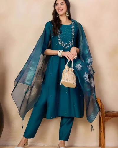 Chetnova Anarkali Kurta, Bottom & Dupatta Set